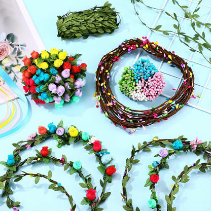 Zeyune 20 Sets Spring Tea Party Favor Flower Crowns Making Kit, Make Your Own Flower Crown Wreath Garland Headbands Craft Kit Handmade DIY Fairy Floral Hair Accessories Gift for Women(Daisy)