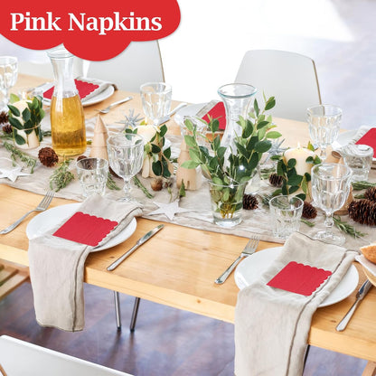 100 Pcs Cocktail Napkins, 2-Ply 5 x 5 Inches Disposable Scalloped Napkins, Thick Premium Dessert Napkins for Party, Wedding, Dinner, Birthday, Anniversary, Festival (Sage Green)
