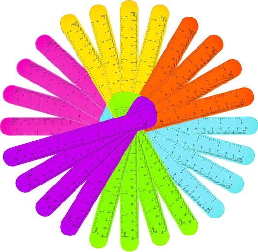 BBTO 24 Pieces Ruler Slap Bracelets Wrist Slap Ruler Bracelet Colorful Wristband Prize