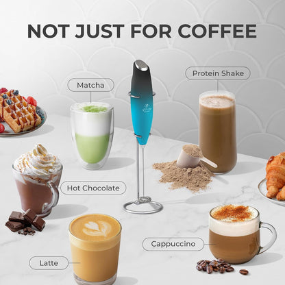 Zulay Kitchen Powerful Milk Frother Wand With Duracell Batteries - Ultra Fast Handheld Drink Mixer - Electric Whisk Foam Maker for Coffee, Lattes, Cappuccino & Matcha - Z1 Motor - Black - Colors A