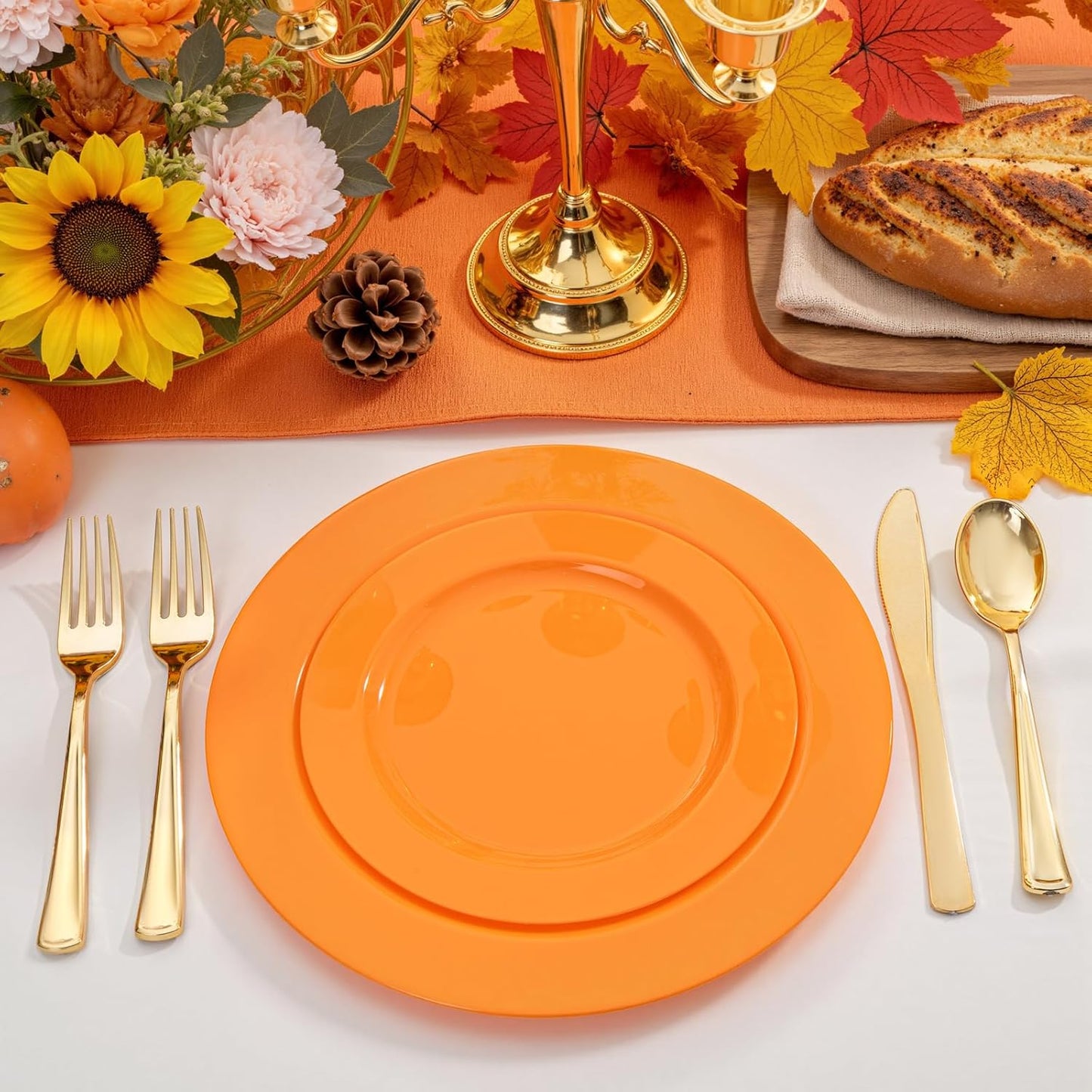 FLOWERCAT 60PCS White Plastic Plates - Heavy Duty White Disposable Plates for Mother's Day/Birthday Party/Wedding -serve for 30 guests Include 30PCS 10.25" & 30PCS 7.5" Plates for Party