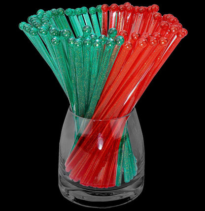 hapray 100-PCS 5 Colol Plastic Swizzle Sticks, Crystal Cake Pops, Cocktail Coffee Drink Stirrers, Stir Sticks, 7.24 Inch (Pink, Yellow, Blue, Purple, Green)