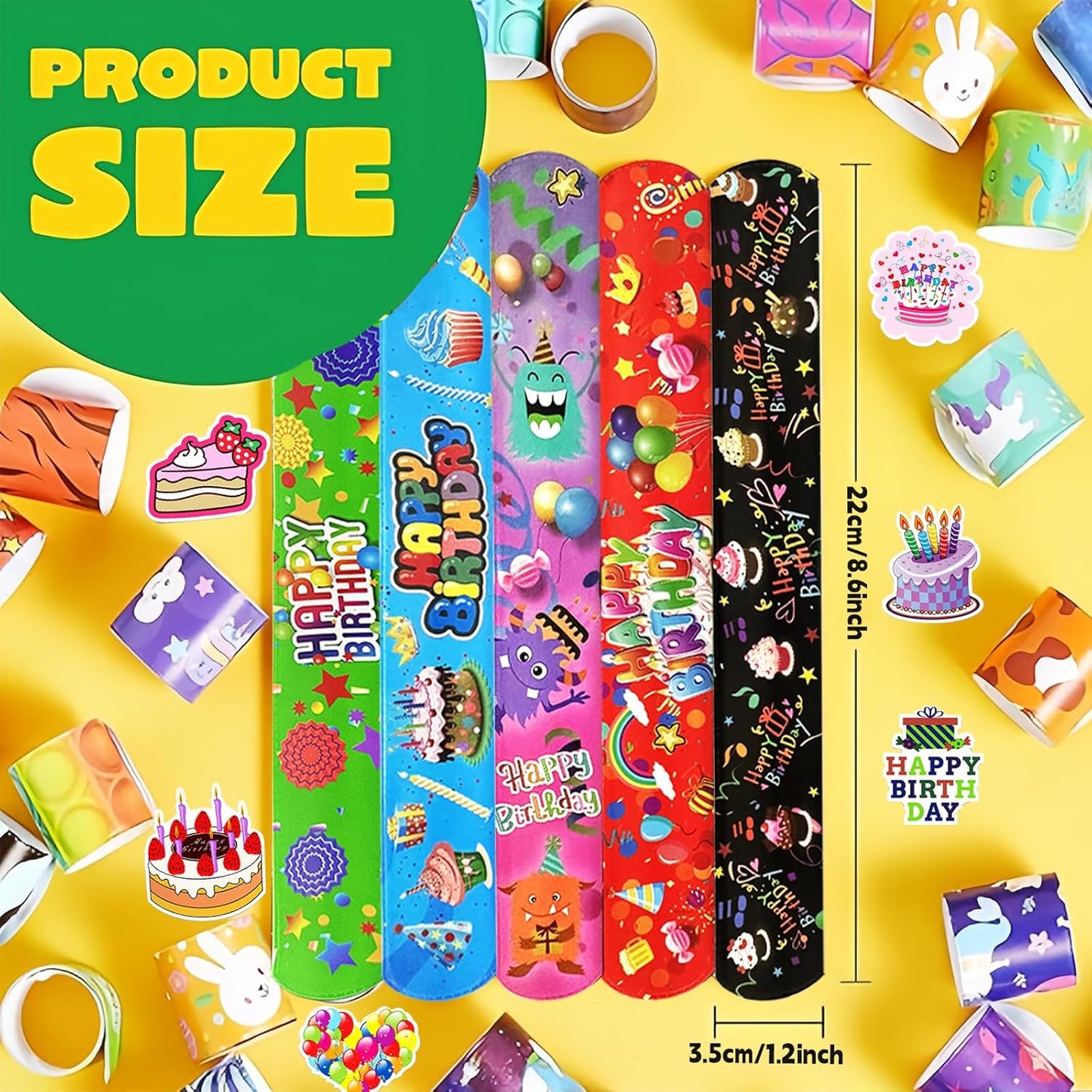 CZWXOXO 74PCS Fruit Slap Bracelets&Stickers Summer Fruit Theme 24PCS Slap Bracelets 50PCS Stickers Party Favors Basket Bag Filler School Prizes Gifts Party Favors Bulk