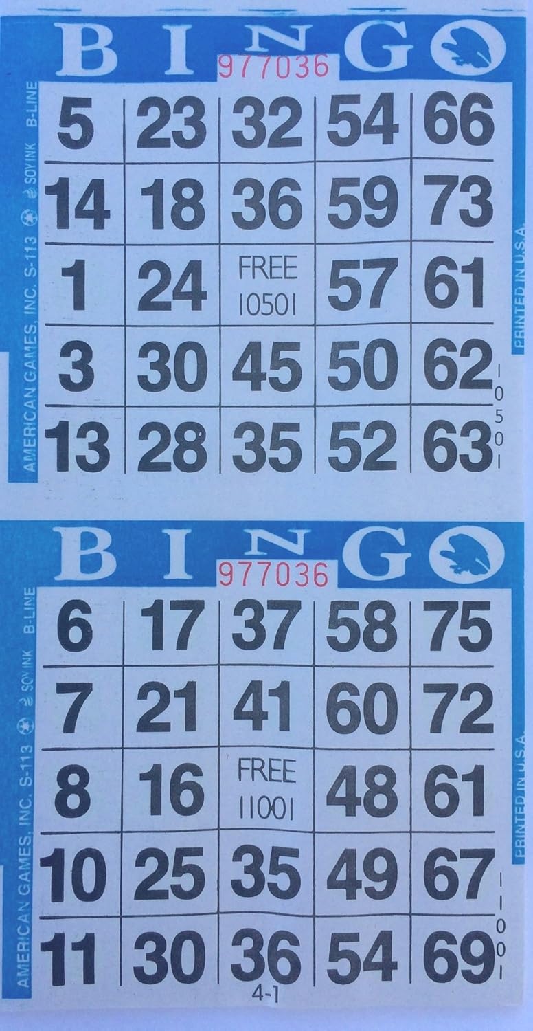 3000 Paper Bingo Cards-2 Cards per sheet-1500 Sheets [Choose Color Below]