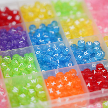 Melius 1450Pcs Acrylic Glow Letter Beads, Alphabetical Glowing in The Dark Beads in 28 Grid Box for Jewelry Making, DIY Bracelets, Necklaces, Key Chains (Glowing, 4x7mm)