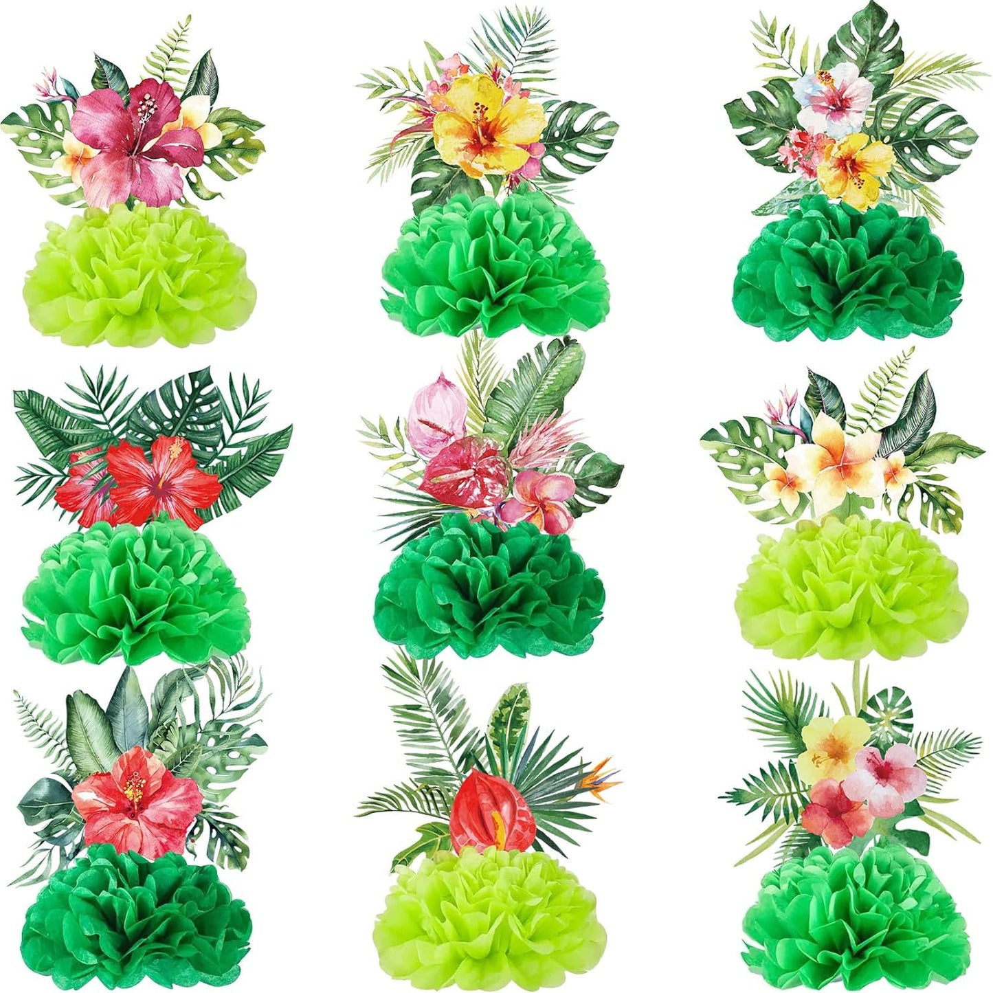 Hotop 9 Pcs Hawaii Luau Party Decorations Honeycomb Centerpieces, Aloha Tropical Theme Table Decorations Tiki Centerpieces for Hawaii Luau Table Decor Tiki Tropical Centerpiece Party Supplies