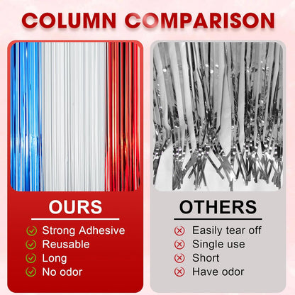 Voircoloria 3 Pack 3.3x8.2 Feet Gold Foil Fringe Backdrop Curtains, Tinsel Streamers, Fringe Backdrop for 2025 New Years Eve, Graduation, Birthday, Baby Shower, Gender Reveal, Disco Party - Colors A