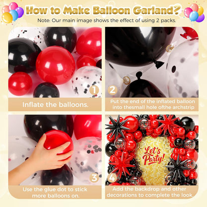 153Pcs Black and Silver Balloons Garland Arch Kit with Stars - 22 18 12 10 5 inch Different Size Black Metallic Silver Confetti Latex Balloon for Birthday Graduation New Year Party Decorations