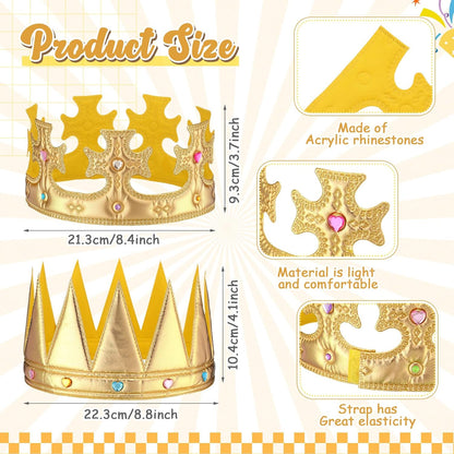 Yaomiao 66 Pieces Foam Princess Tiaras DIY Crowns Kids Party Favors Craft Crystal Diamond Sticker Girls Making Your Own Tiara (Gold)