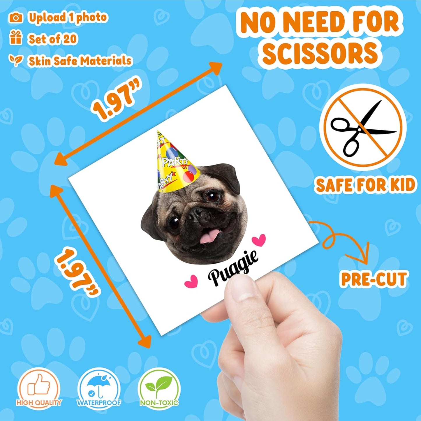 96 PCS Dog Pet Pre-Cut Temporary Tattoos for Kids | Super Cute First Themed Birthday Party Favors, Supplies, Decorations, Animal Fake Tattoo Stickers (Multiple)