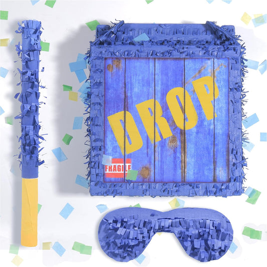 Drop Box Piñatas Boombox, Hand Made Mexico Fiesta Piñatas Boom Box for Birthday Parties, Carnival and Related Events, With Piñatas Stick and Blindfold (DROP BOX)