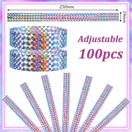 TIESOME 100Pcs Holographic Plastic Wristbands for Events,Waterproof Wristbands Wrist Bands for Events Parties Concerts Festivals