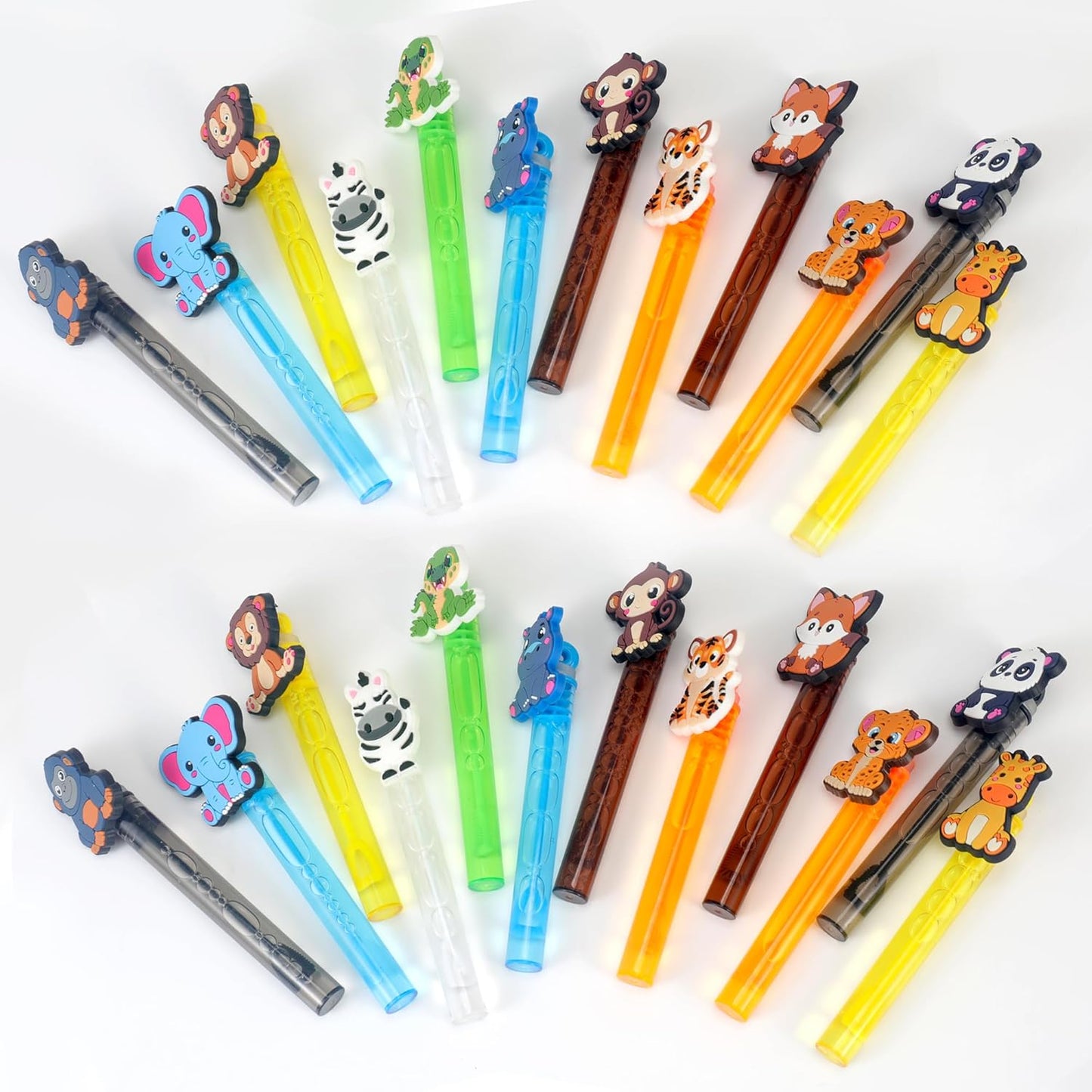 24PCS Animal Bubble Wands for Wild One Birthday Baby Shower Decorations Safari Jungle Theme Party Favors Supplies, Pinata Goodie Bags Filler, Classroom Prizes, Valentines Gifts, Easter Stuffers