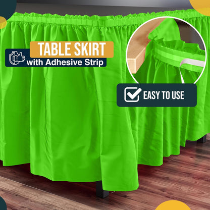 Exquisite Ruffle Table Skirt Pink 6 Pack 14 Ft Long Table Skirts for Rectangle Tables 6ft Plus or Round Tables Skirts with Adhesive Strip for Gender Reveal Decor & Happy Birthday Parties