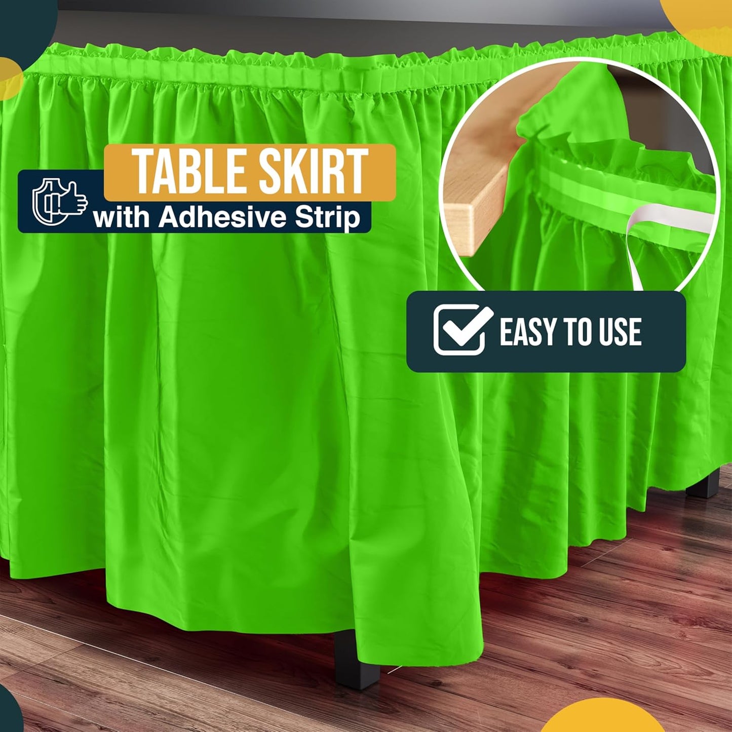 Exquisite Ruffle Table Skirt Black 6 Pack 14 Ft Long Table Skirts for Rectangle Tables 6ft Plus or Round Tables Skirts with Adhesive Strip for Gender Reveal Decor & Happy Birthday Parties