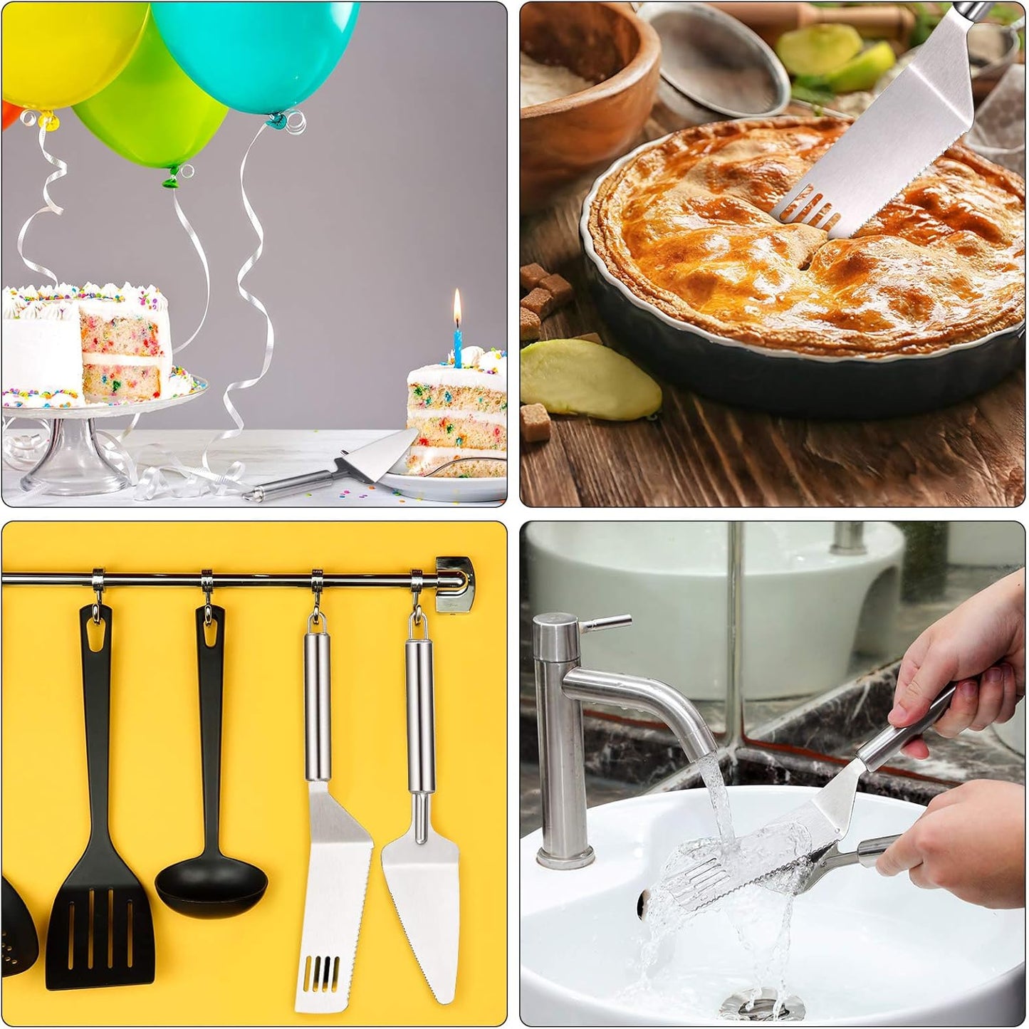 Patelai 2 Pieces Pie Server Set Multi-function Stainless Steel Cake Spatula Knife Stainless, Cake Spatula for Pie Lasagna Cutting (Packing Enhanced Version)