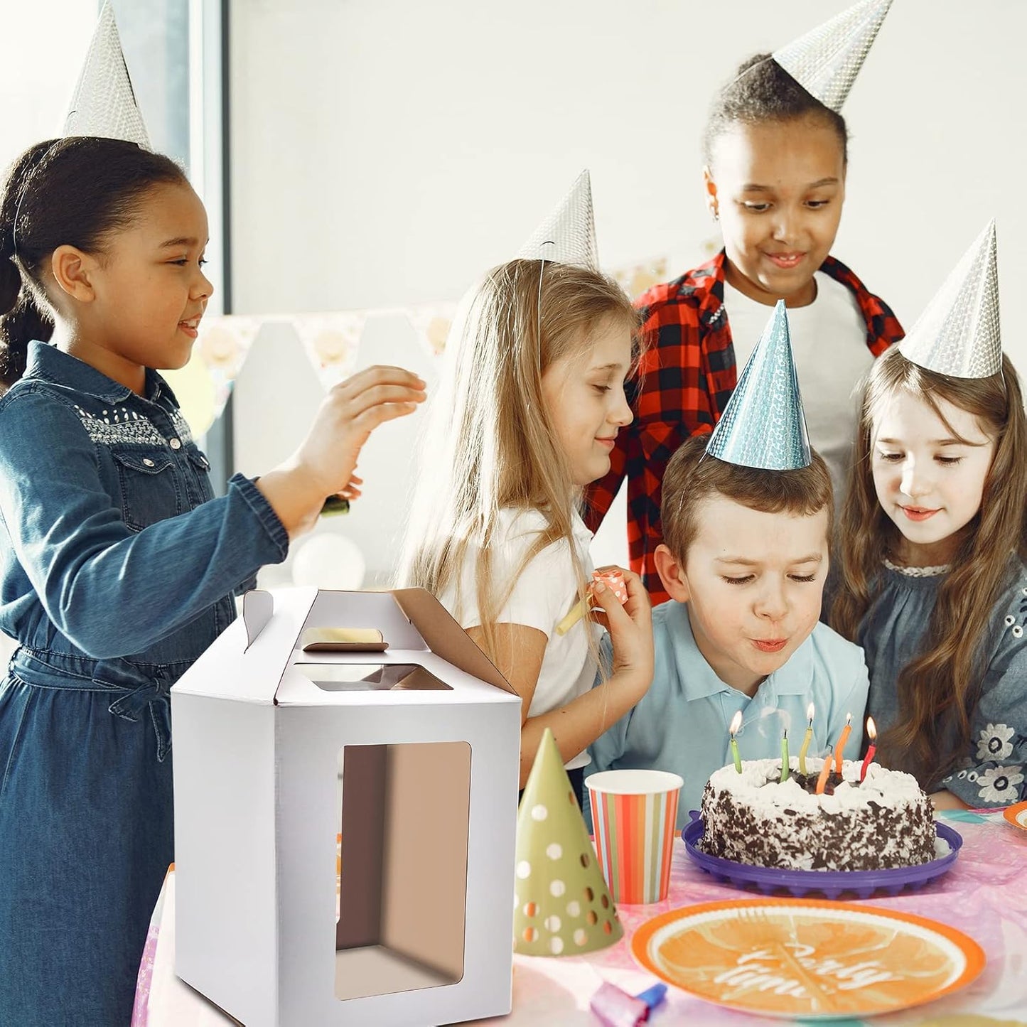 KBG Tall Cake Boxes with Window, Tiered Cake Boxes 10x10x12 & 12x12x14 Inch, Cake Carrier with 2 Cake Boards, Disposable Containers for 10 & 12 Inch