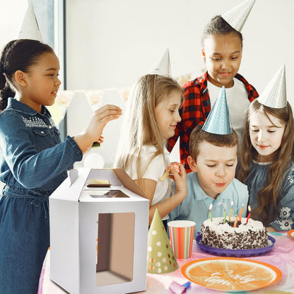 KBG Tall Cake Boxes with Window, Tiered Cake Boxes 10x10x12 & 12x12x14 Inch, Cake Carrier with 2 Cake Boards, Disposable Containers for 10 & 12 Inch