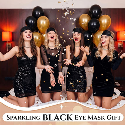 Chicingyou 12 Pcs Glitter Eye Mask Bulk Sleep Masks Eye Cover for Party Gifts Blindfold with Adjustable Elastic Strap for Bachelorette Party Supplies Women Men(Hot Pink)