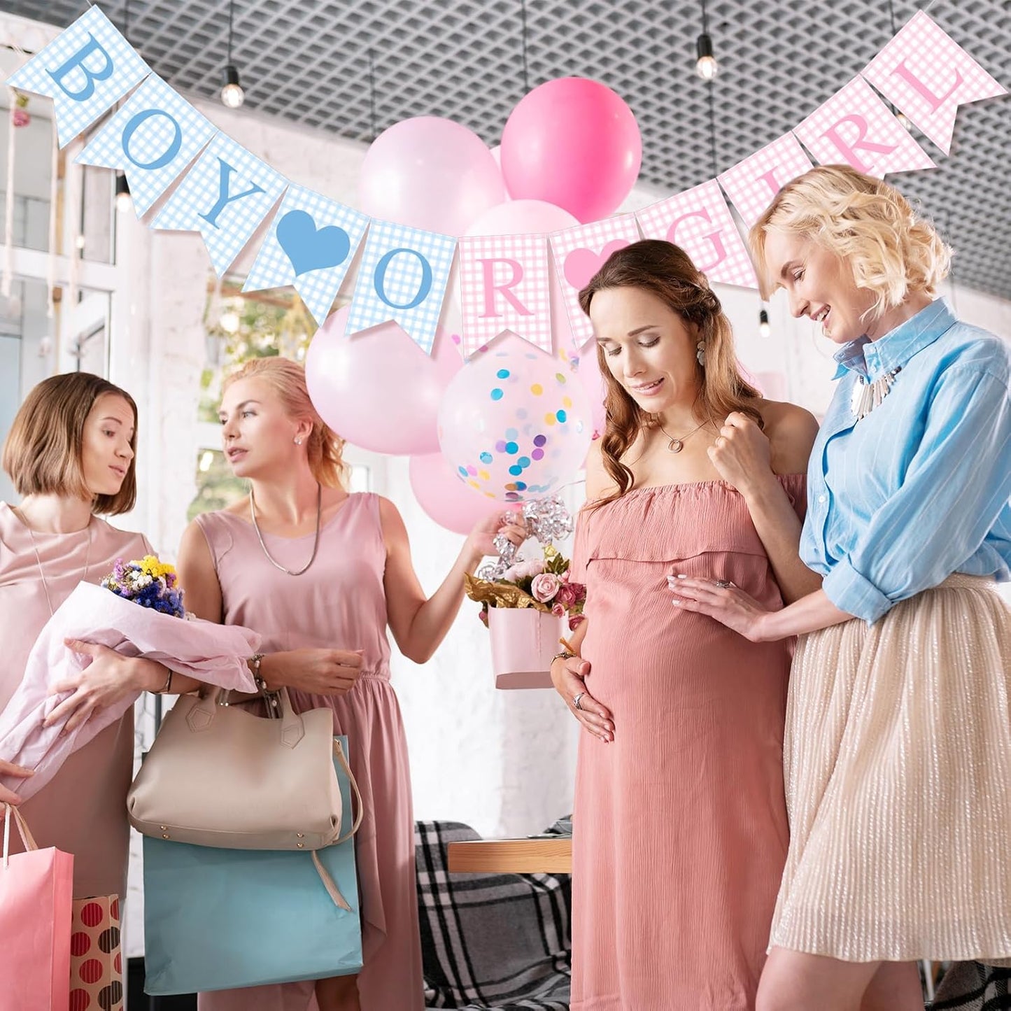 Hahafelt 1 Pcs Blue Gingham Welcome Baby Boy Banner for Baby Shower Party Decorations Pre Strung Gender Reveal Paper Banner for Table, Wall, Mantel Display Party Decor Supplies