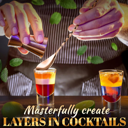 4 Pcs Bar Spoon Cocktail Mixing – Stirs Deep Glasses All the Way to the Bottom, Even Mixing & Easy Drink Layering – 12'' Long Balanced Stainless Steel Cocktail Stirrers for Drinks with Twisted Handle