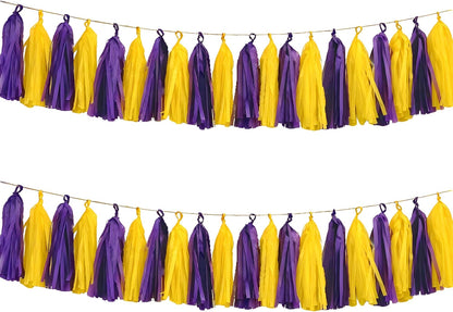Tassel Garland Tissue Paper Tassel Banner,Tassels Party Decorations for Wedding,Birthday,Bridal/Baby Shower,Pack of 15 (Burgundy/Black/Silver)
