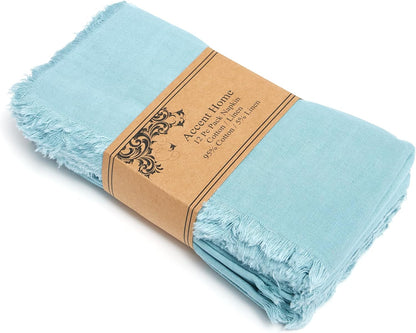 ACCENTHOME Natural Cotton Linen Napkin Set of 12 18x18 inch Dinner Napkins - Washable Soft Premium Hotel Quality Reusable Hemmed Edges Napkins Perfect Table Linens for Family Dinners, Weddings