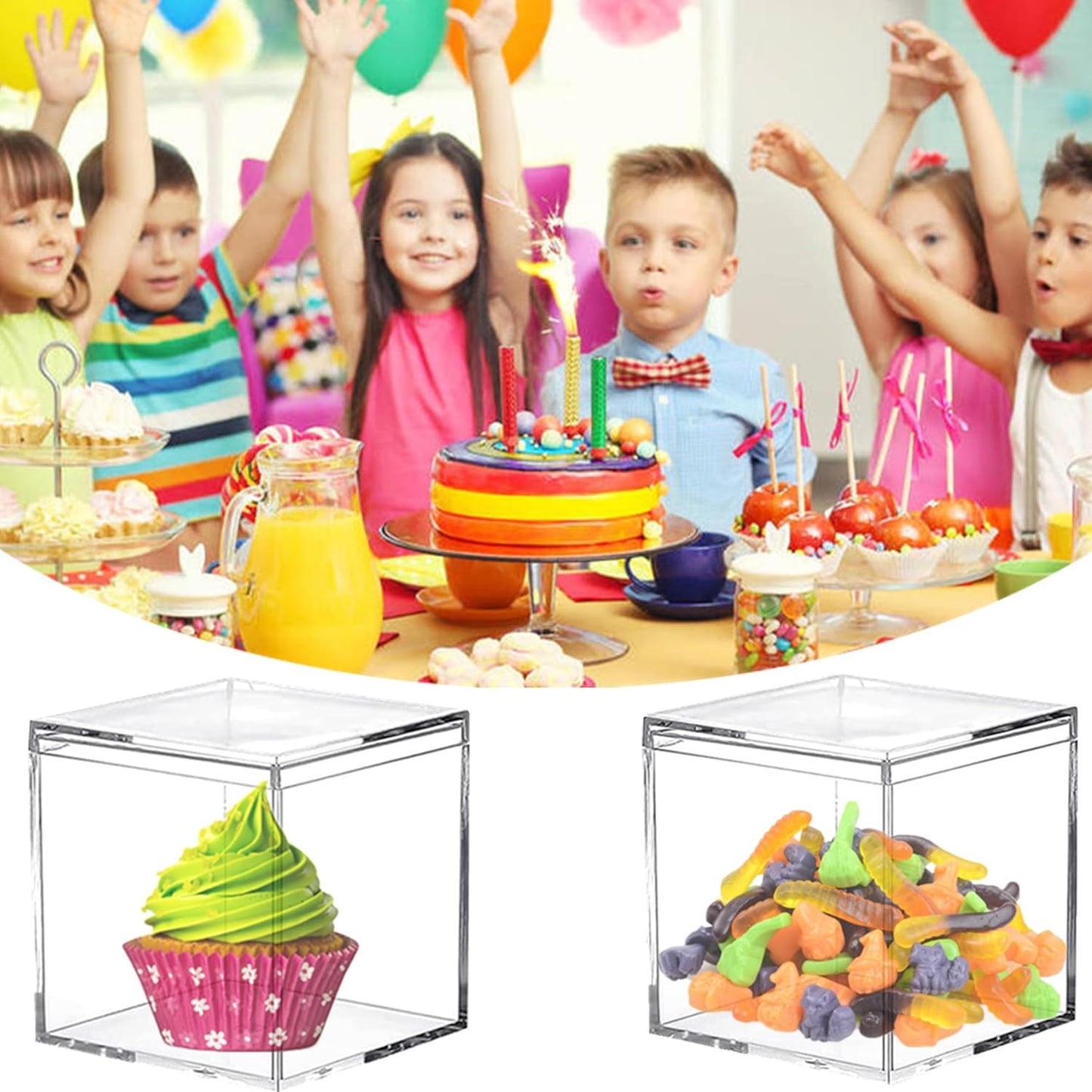 KissYou Acrylic Box Clear Boxes with Lid 12 Packs Small Candy Box Display Square Cube Wedding Graduation Party Decorations Jewlry Gift Box