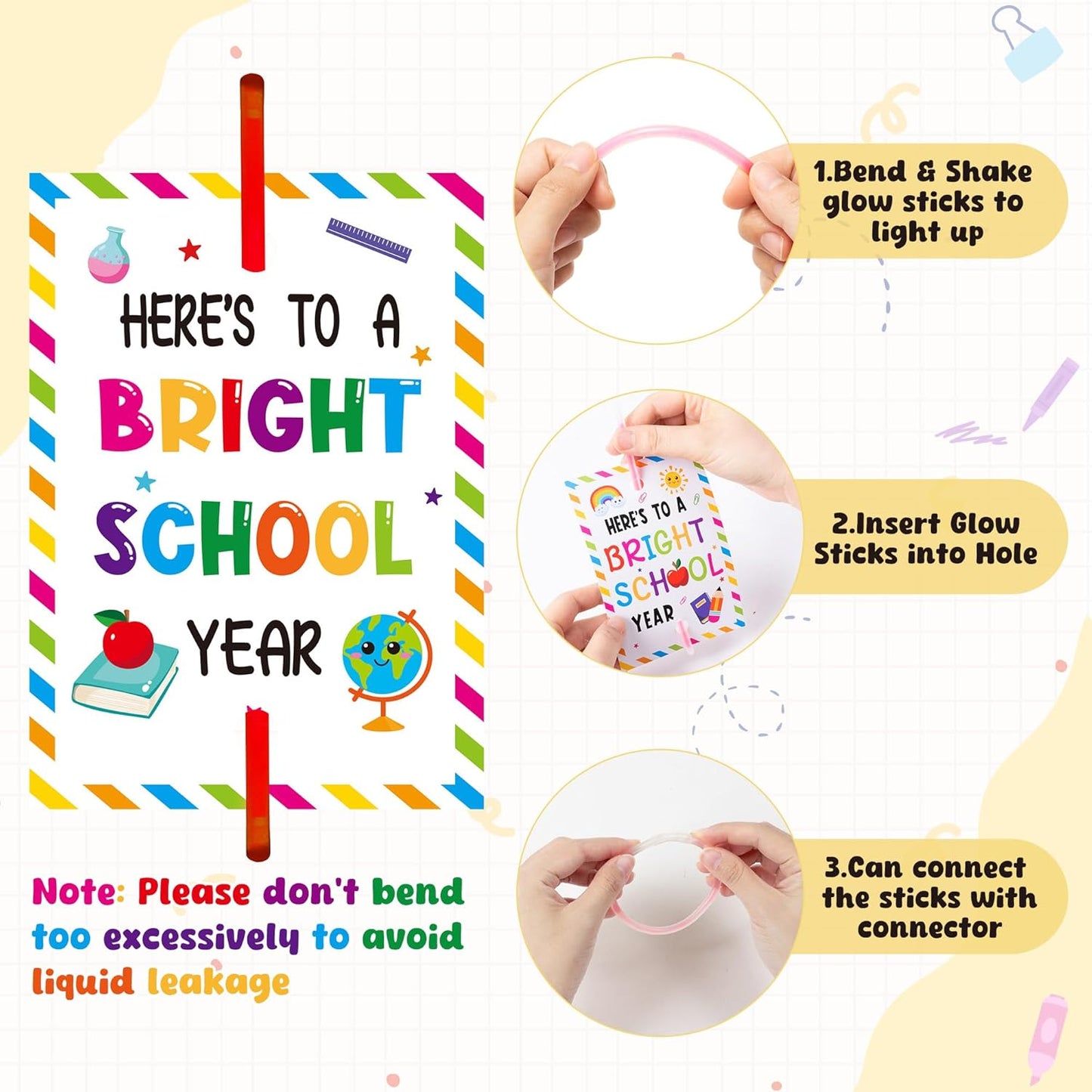 Haooryx Religious Glow Stick Bracelets Bulk - 36 Pack Lamp Bible Verse Glow Stick Bracelet with Gift Card Light up Toy for Kids VBS Sunday School Prizes Church Event Student Reward Birthday Party Gift