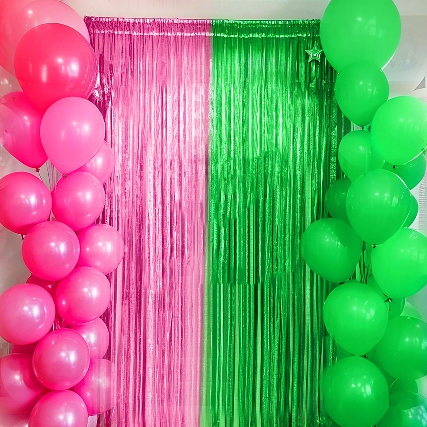 4 Packs Silver Foil Fringe Curtain, Silver Glitter Metallic Tinsel Backdrop for Birthday, Wedding, Baby Shower, Bachelorette, 70s 80s 90s Theme Disco Party, Iridescent Party Decorations Supplies