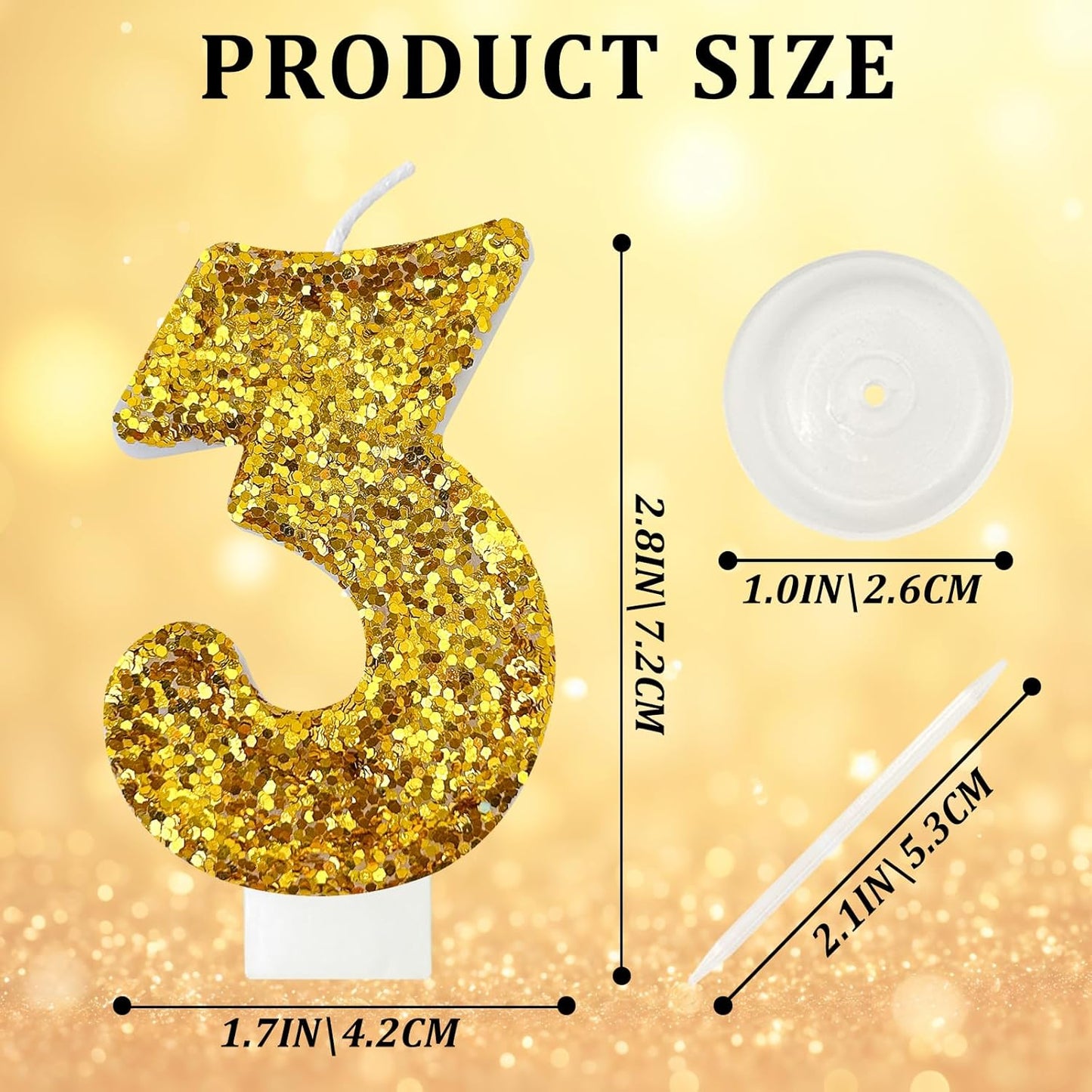 Birthday Number Candles, Glitter Number Candle Cake Decorations with Sequins, Cupcake Decorations for Girls, Women, Party Anniversary Celebrations (Number 6, Purple)