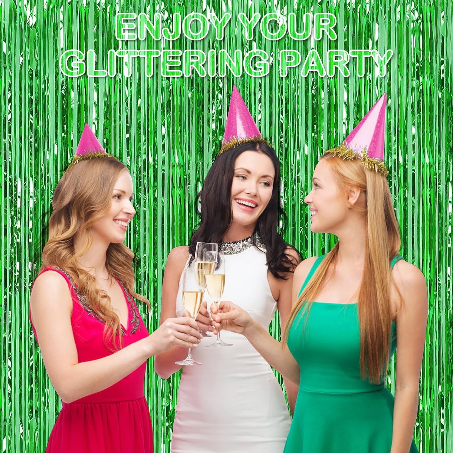 Silver Fringe Curtain Party Streamers, 12 Pack 3.3ft x 8.2ft Foil Curtain Backdrop Tinsel Foil Fringe Curtains Photo Booth Backdrop Streamer for Birthday, Wedding, Baby Shower, Disco Party