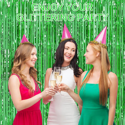 Silver Fringe Curtain Party Streamers, 12 Pack 3.3ft x 8.2ft Foil Curtain Backdrop Tinsel Foil Fringe Curtains Photo Booth Backdrop Streamer for Birthday, Wedding, Baby Shower, Disco Party