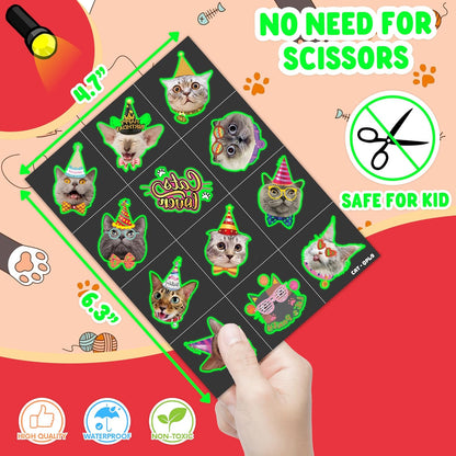 96 PCS Cat Cats Pet Pre-Cut Temporary Tattoos for Kids | Super Cute Themed Birthday Party Favors, Supplies, Decorations, Animal Paw Fake Tattoo Stickers Gifts for Boys Girls Rewards