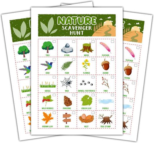 Nature Scavenger Treasure Hunt Games Cards for Friends and Family, Outdoor Scavenger Hunts, Trip Family Holiday Party Games, Find and Seek Camping Game Set -04