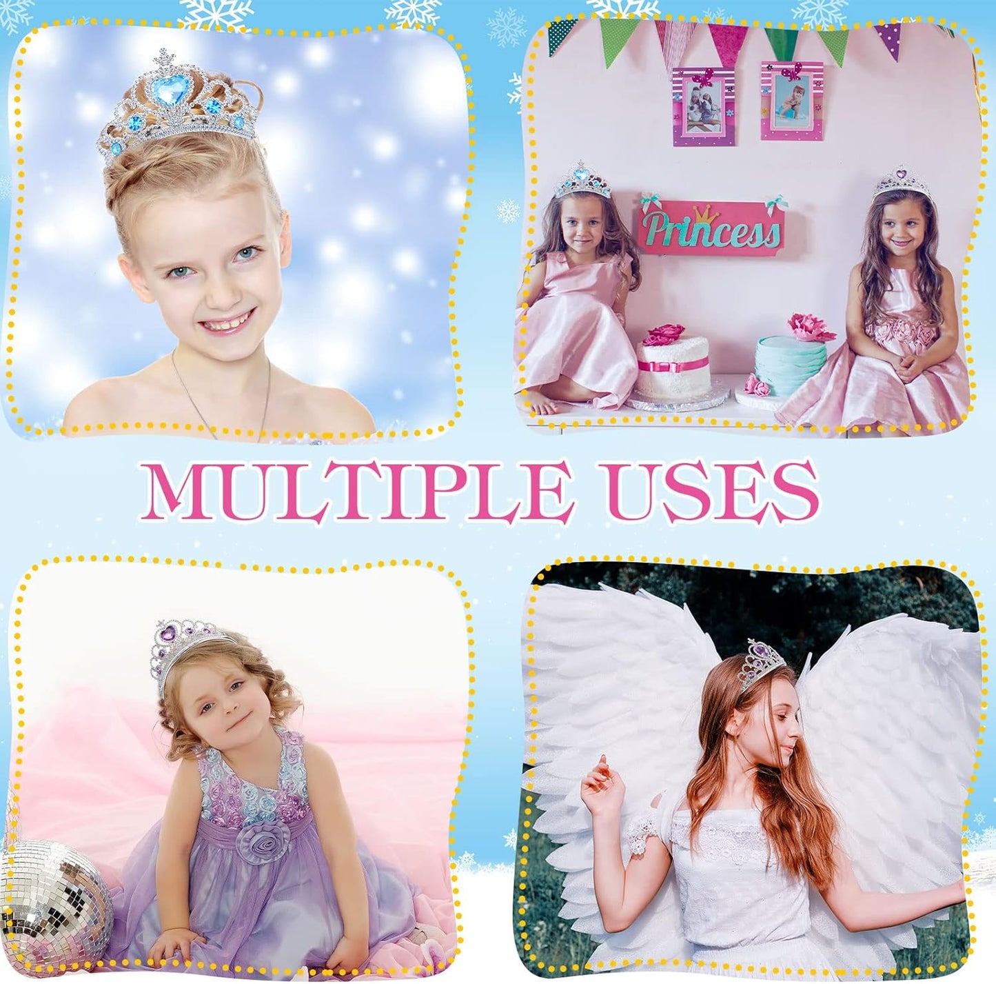 Zhanmai 24 Pcs Tiara Crown Set Princess Crown for Girls Plastic Tiaras Dress up Costume Party Favor Accessories Kid Birthday (Blue Purple Pink)