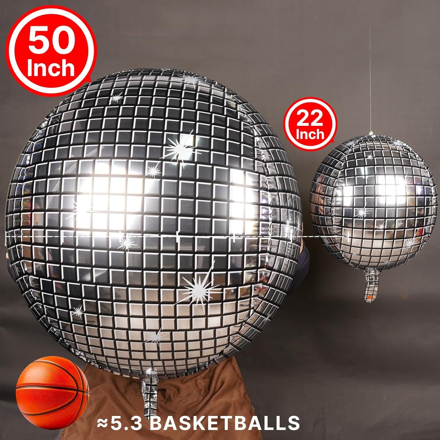 PartyWoo Metallic Gold Foil Balloons 20pcs Different Sizes Pack of 22 15 10 Inch Large Round Foil 4D Inflatable Mirror Ball Mylar Balloons for Graduation Birthday Baby Shower Party Decorations