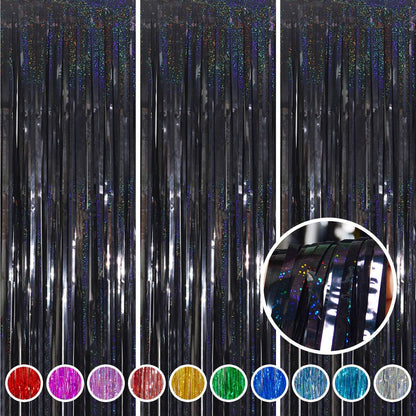 Happy Mothers Day Decorations Melsan 3 Pack 3.2 x 8.2 ft Pinkish Purple Tinsel Fringe Curtain Backdrop, Sparkling Metallic Party Decorations for Girls Birthday, Bachelorette, Wedding, Photo Booth