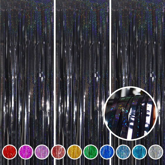 Happy Mothers Day Decorations Melsan 3 Pack 3.2 x 8.2 ft Pinkish Purple Tinsel Fringe Curtain Backdrop, Sparkling Metallic Party Decorations for Girls Birthday, Bachelorette, Wedding, Photo Booth
