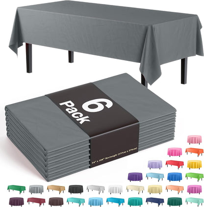 Exquisite Party Solids 6-Pack Premium Plastic Tablecloth 54in. x 108in. Rectangle Plastic Table Cover - Navy