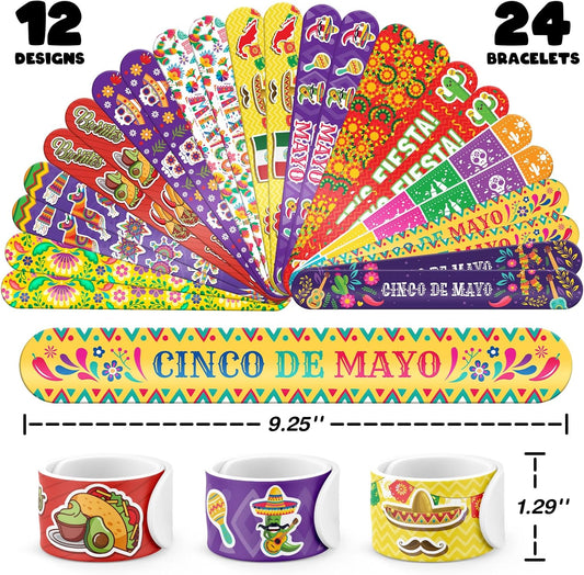 96 PCS Mexican Fiesta Party Favors – 72 Glow & Regular Tattoos + 24 Slap Bracelets, Perfect for Cinco de Mayo, Birthdays & Cultural Celebrations