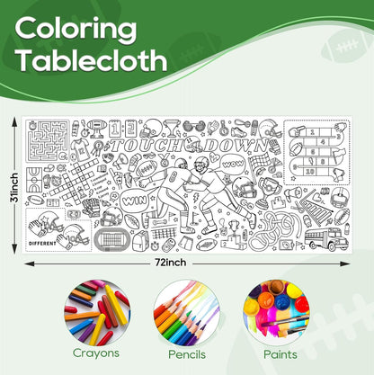 Kids Coloring Tablecloth, Easter Bunny Egg Chick Theme Paper Coloring Poster, 31 x 72 Inch Spring Holiday Coloring Activity Party Table Cover