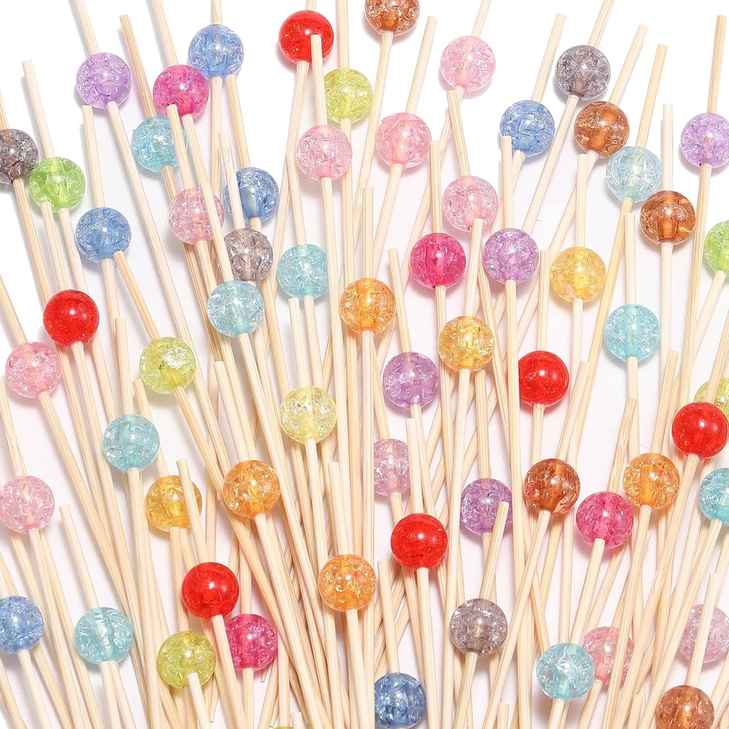200 Pcs Cocktail Picks, 4.7 Inch Toothpicks for Appetizers, Bamboo Cocktail Sticks Skewers for Drinks, Desserts, Charcuterie, Wedding Party Fancy Toothpicks, Gold Pearl Mini Food Picks Decorative