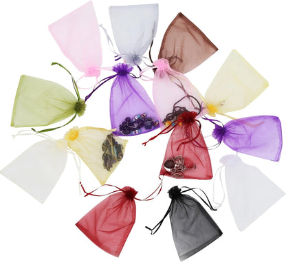 Wudygirl 100pcs 5X7 Inches White Organza Bags Christmas Drawstring Pouches Party Wedding Favor Bags Goodie bags(White 5x7)