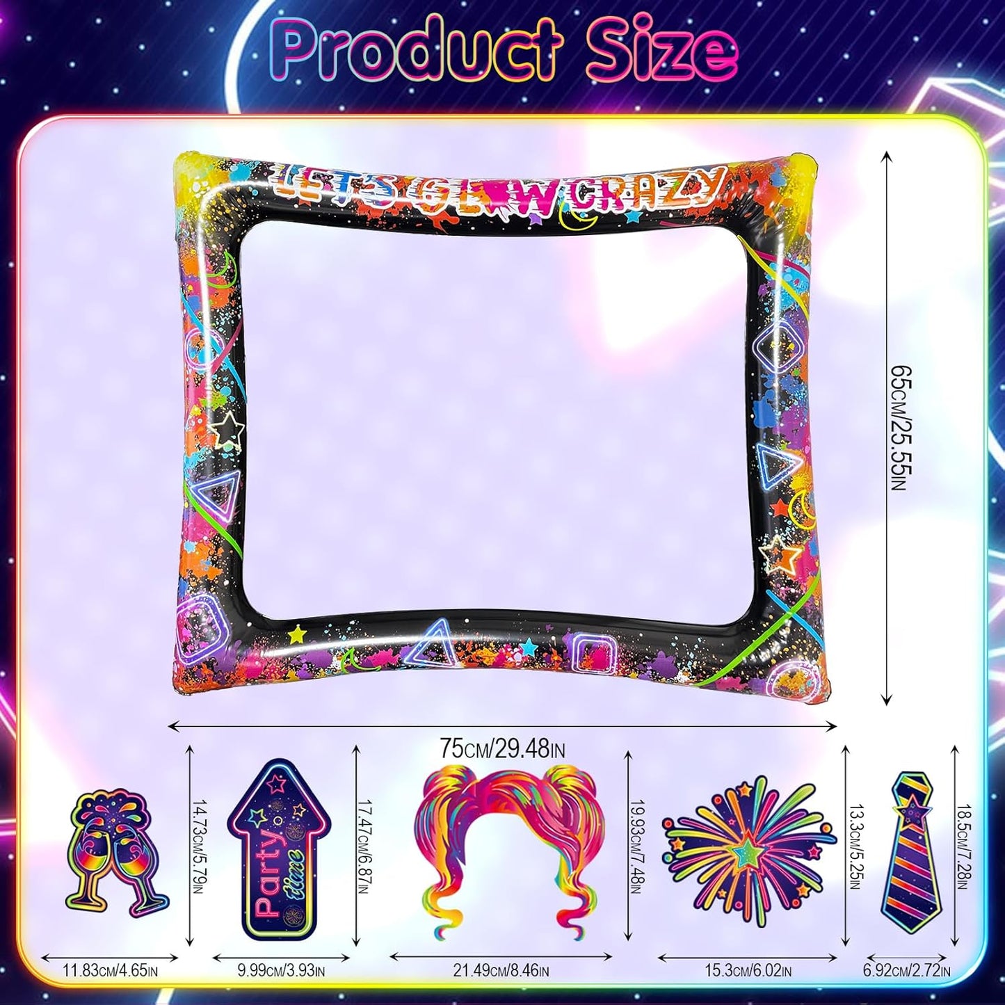 Hawaiian Photo Booth Props & Inflatable Frame, 30Pcs Luau Photobooth Props with Large Inflatable Inflatable Selfie Picture Frame for Summer Tropical Aloha Luau Party Selfie Supplies