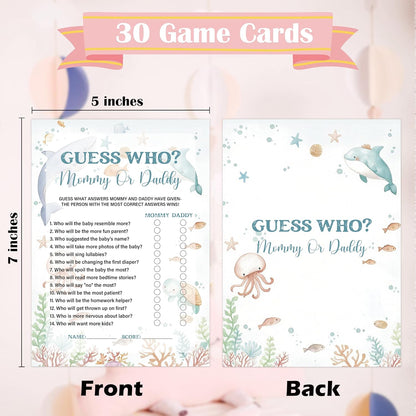 Under The Sea Baby Shower Bingo Game, Pack of 30 Game Cards, Sea Creatures Ocean Shower Game, Gender Reveal Party Decorations, Gender Neutral - KR77