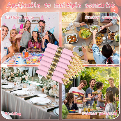Supernal 240 Silver Plastic Silverware Set - 60 Sets Pre Rolled Napkins with Cutlery - Mirror Polished Real Look Disposable Silver Utensils- Elegant Heavy Duty Flatware for Weddings & Catering