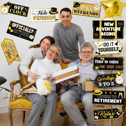 24 Pieces Retirement Decorations Retirement Party Directional Sign Retired Welcome Signs for Adults Retirement Themed Party Decorations Birthday Party Supplies