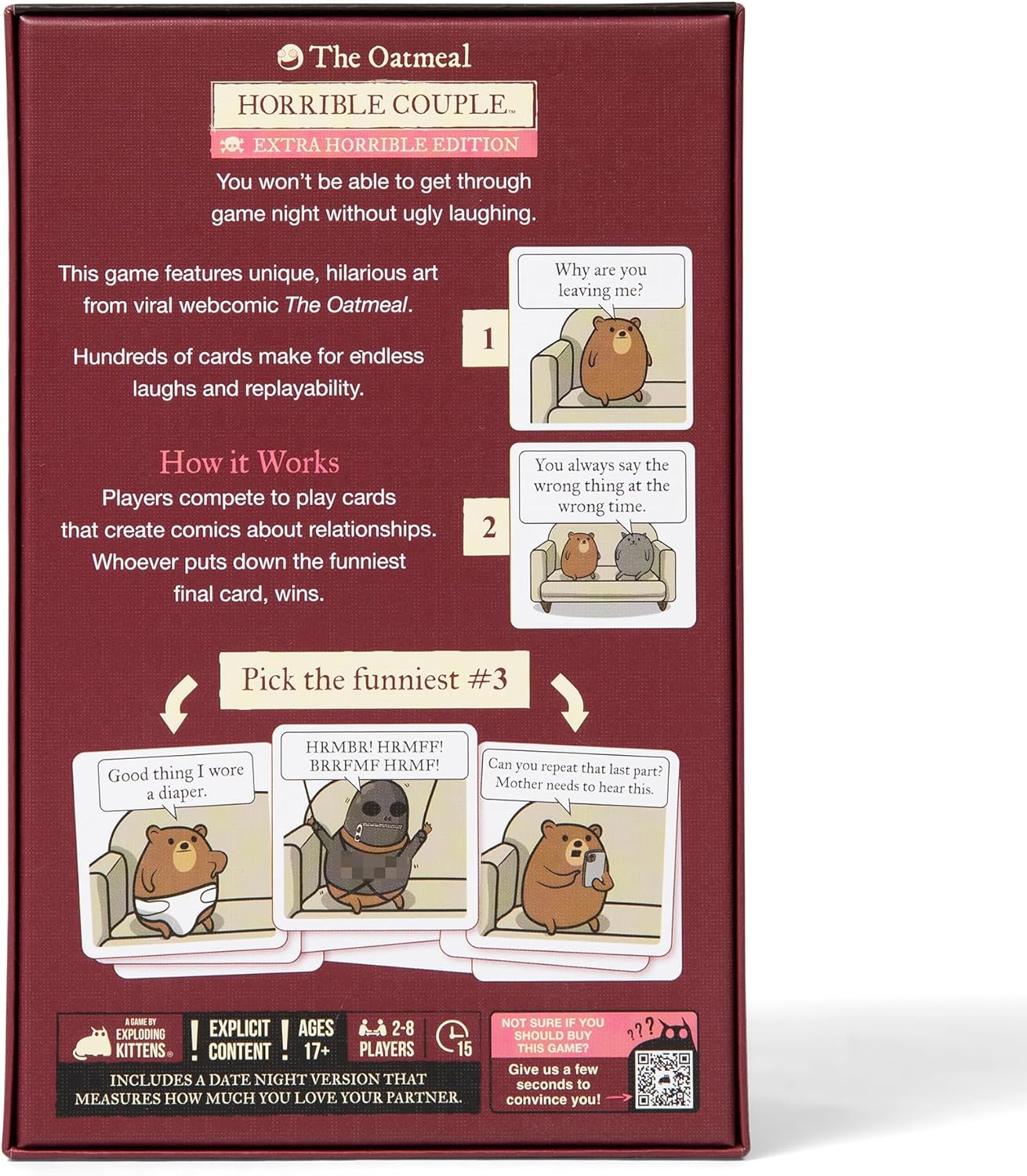 Horrible Therapist: Extra Horrible Edition by Exploding Kittens - A Card Game for 3-8 Players, Ages 17+ - Adult Party Game for Family Night