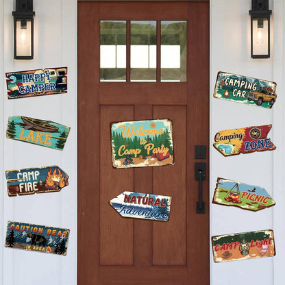 20 Pcs Luau Party Decorations Welcome Sign Summer Hawaiian Directional Signs Tropical Hawaiian Themed Birthday Decorations Luau Tiki Party Supplies with 2 Sheet Letter Stickers